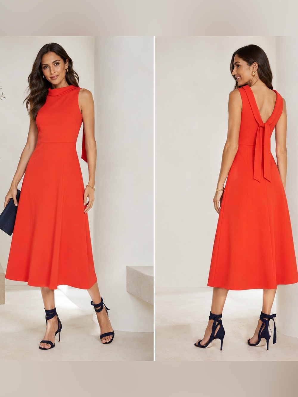Boden Aria Ponte Knit‎ Orange Midi Dress